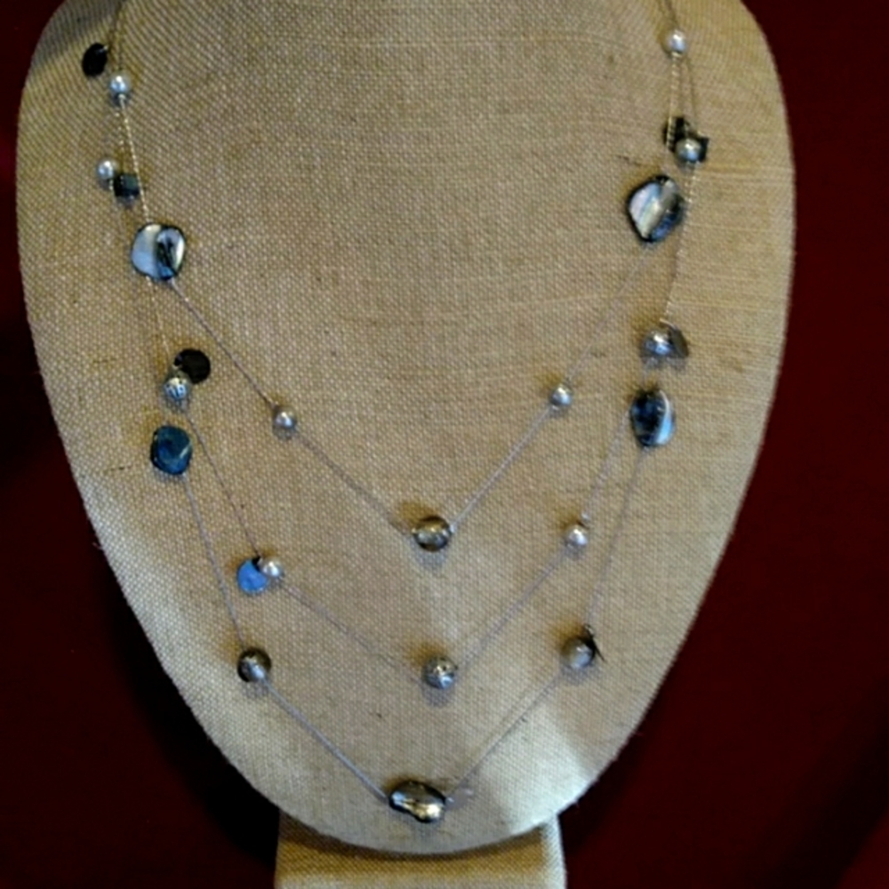 4 for $20 Fashion Jewelry Necklace Multi Strand Natural Stones Beads Silver - Picture 1 of 7